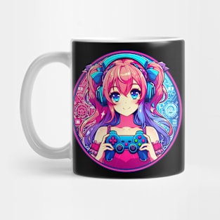 Pink neon bright gamer girl Mug